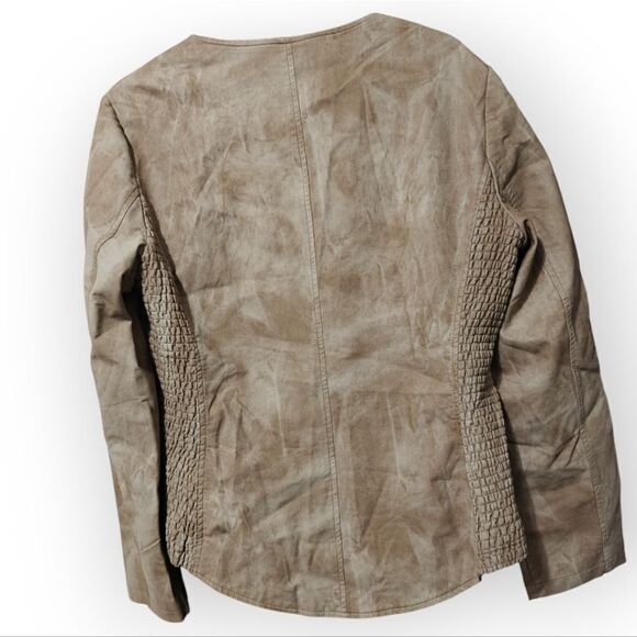 Luii Beige Faux Leather Jacket Size Large - Picture 5 of 10